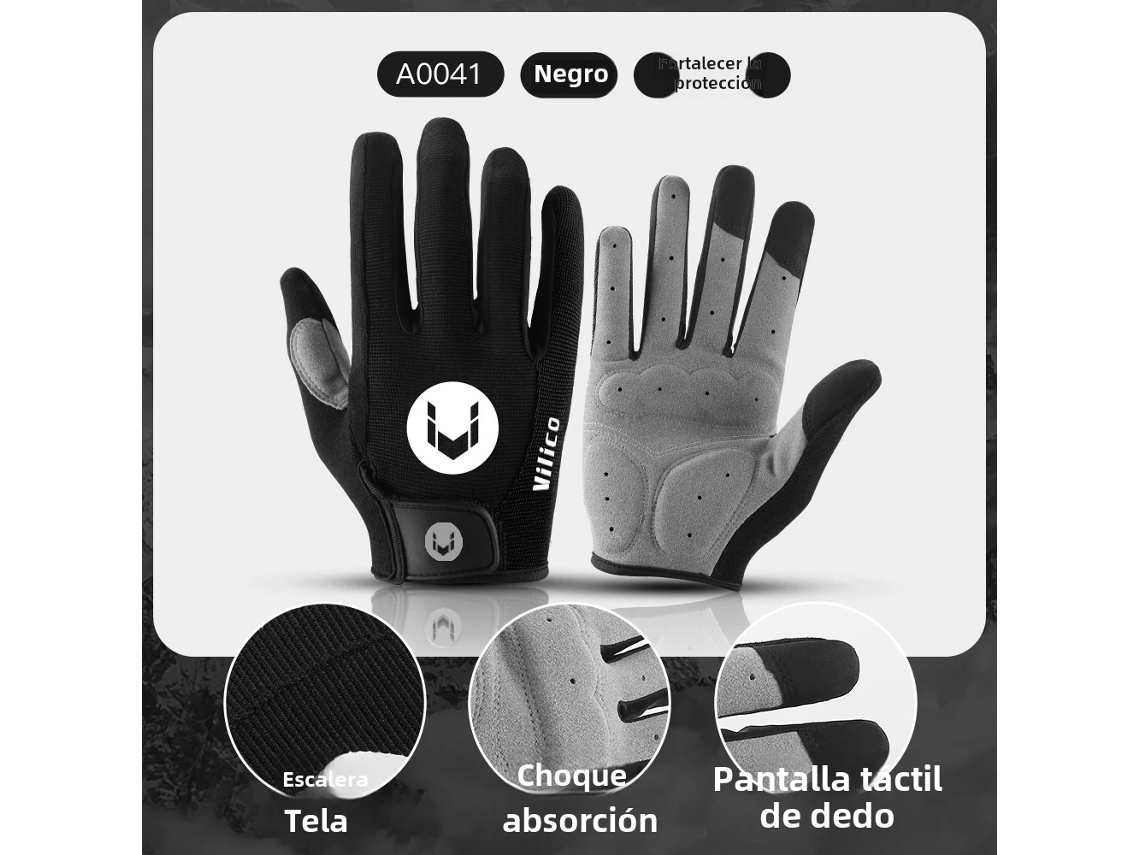 Guantes Largos De Ciclismo Para Hombre (negros Xl), Antideslizantes, Resistentes Al Desgaste, Absorbentes De Impactos Y Transpirables.
