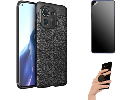 Kit Carcasa y Protector Xiaomi Mi 11 Pro Ultimatte Rugged Leather Popsocket Negro