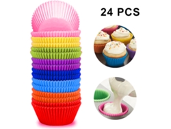 Moldes de silicona reutilizables para cupcakes, 24 unidades, antiadherentes para pasteles, magdalenas, dulces y bolitas de pastel.