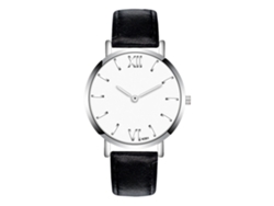 Reloj Hombre De Cuero Moda Dial Redondo Analógico Cuarzo Empresarial Negro