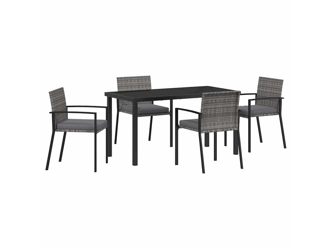 Conjunto De Comedor De Jardín 5 Uds | Mueble De Jardín Gris