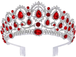 Corona Nupcial De Cristal Rojo Con Diamantes De Imitación, Elegante Tiara Para Bodas Y Fiestas.