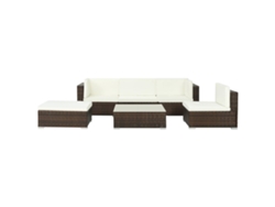 Conjunto 6 muebles de jardín VIDAXL y cojines ratán sintético marrón