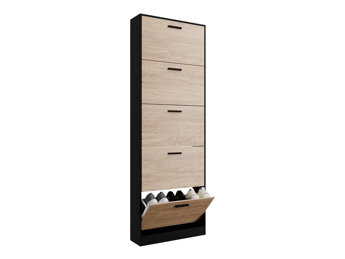 Casabel Mueble Zapatero Estrecho 5 Abatibles, Organizador Para 15 Pares, Zapatero De Recibidor En Madera, 60×17×180 Cm