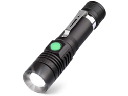 Linterna Usb Recargable De Alta Potencia, Largo Alcance Y Con Zoom, Color Negro (pilas No Incluidas).