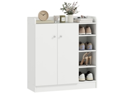 VPMKP - Zapatero Homcom 12 pares 4 compartimentos abiertos puerta doble estante ajustable 83x30x90 cm blanco PMM CAPITALI