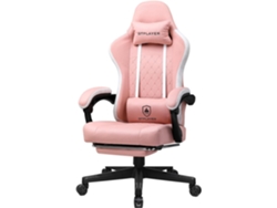 para Juegos Ergonómica para Juegos con Superficie de Tela, Cojín de Asiento con Resortes, Reposabrazos y Reposapiés de Conexión, Rosa