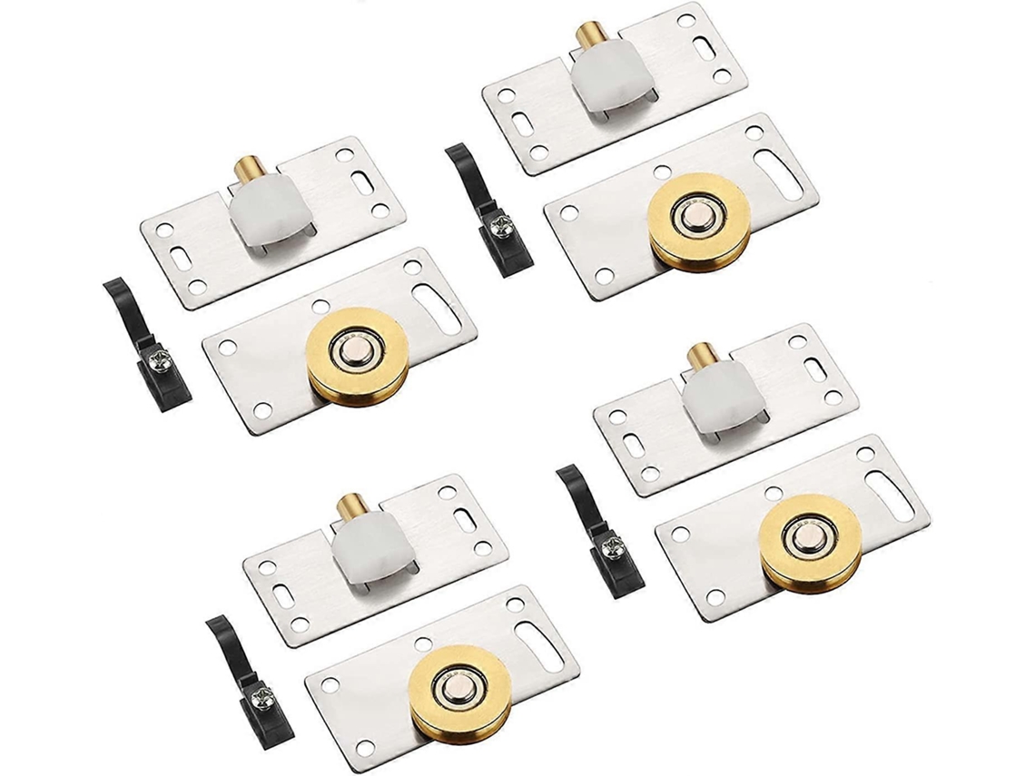 4 Pares Rodillos De Puerta Deslizante Para Armario, 74mm, Acero Inoxidable, Rodamiento De Latón, Instalación Fácil