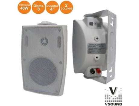G-VSPS4W :SET 2 ALTAVOCES 2 VIAS 8 OHM E 100V 40W 4'' BLANCO VSOUND