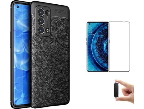 Carcasa + Protector + Soporte Oppo Reno6 Pro Plus Rugged Leather Negro BD-LC