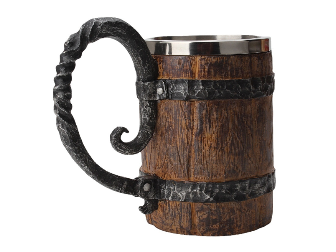 Jarra De Cerveza Doble Con Forma De Barril, 550 Ml, De Acero Inoxidable Y Resina, Personalizable Para Uso En La Oficina.
