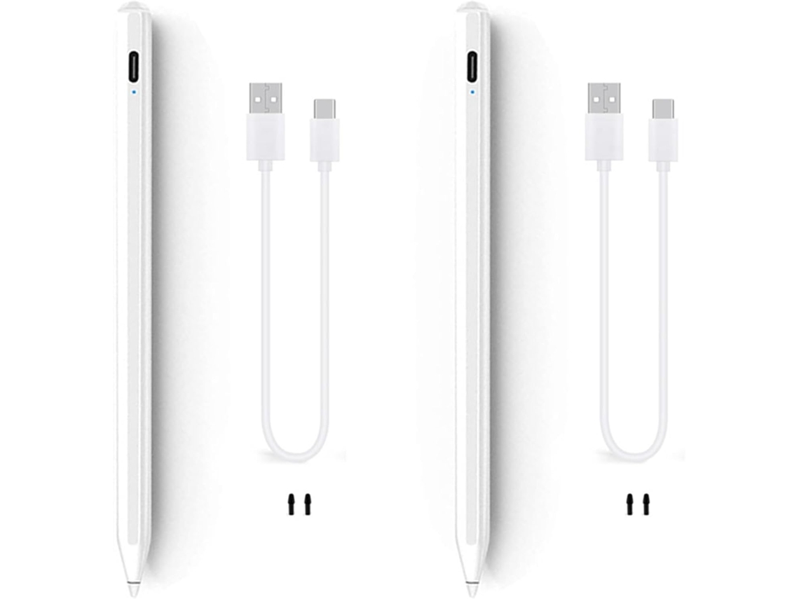 2x Para 2 Lápices Ópticos Pro Styluses 11, 12, 9, 7 Air 3 Mini 5 Active Pencil Drawing Pen Sin Retardo Blanco