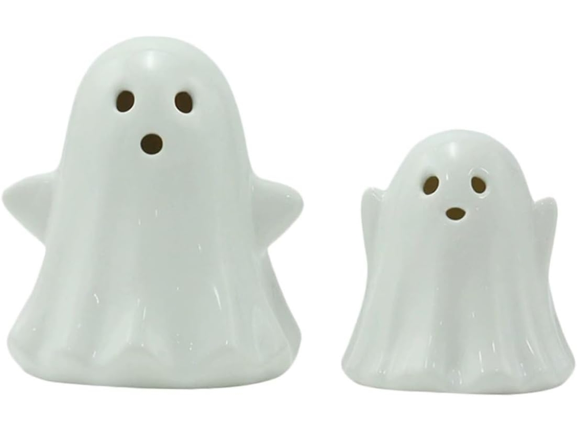 Lámpara De Noche De Cerámica Con Forma De Fantasma (2 Piezas), Lámpara De Mesita De Noche, Decoración De Halloween, Linda Figura De Fantasma.