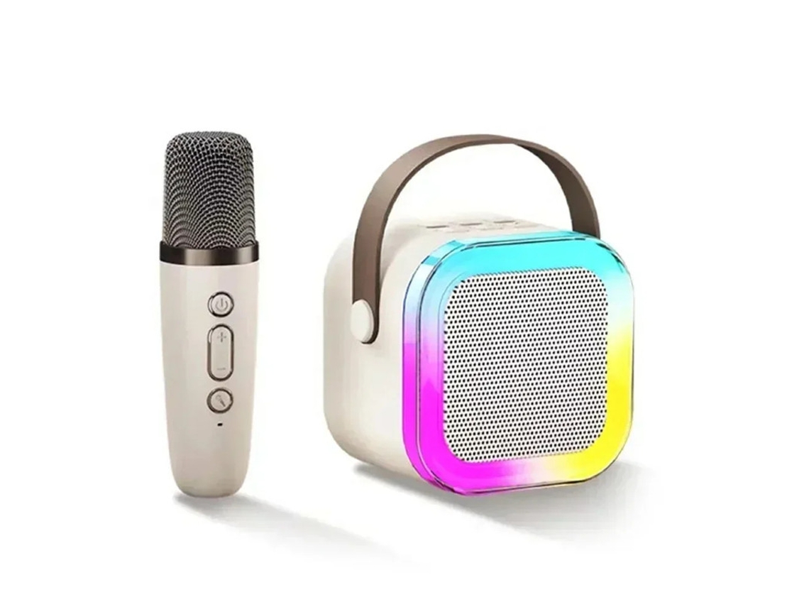 Karaoke portátil para niños Gusshious K12 con Bluetooth y micrófonos semi-inalámbricos - Beige