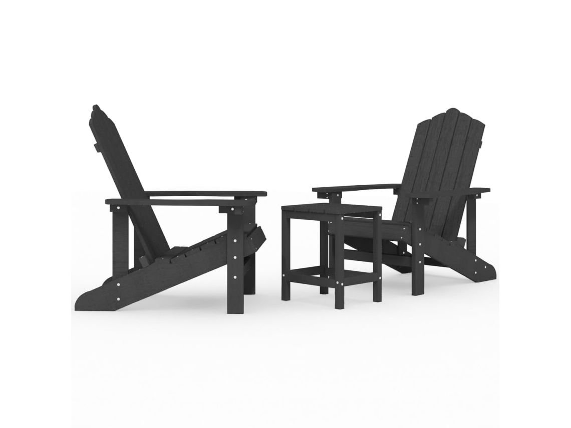 Maison Exclusive - Sillas De Jardín Adirondack Con Mesa Hdpe Gris Antracita