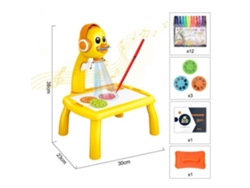 Mesa de dibujo de arte gráfico para niños, proyectores de juguete Led para niños, tablero de dibujo tipo F amarillo con caja
