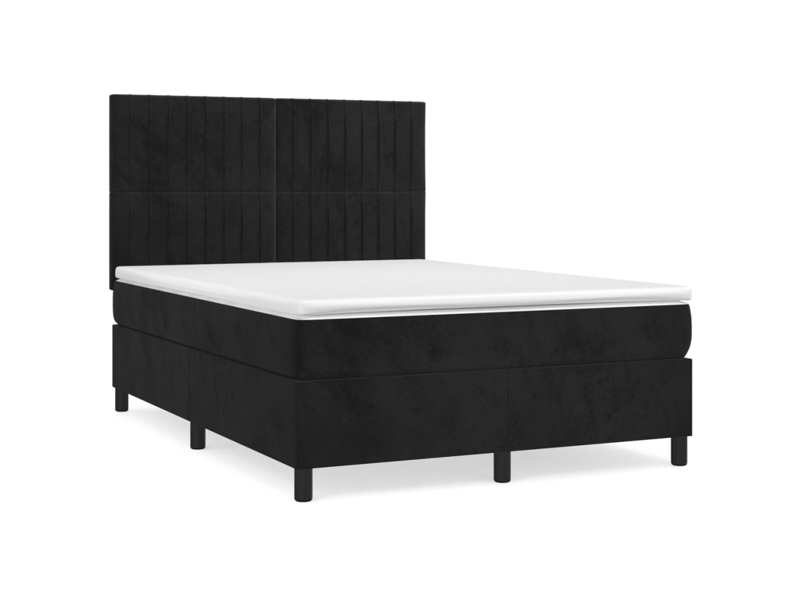 Maison Exclusive - Cama Box Spring Con Colchón Terciopelo Negro 140x200 Cm