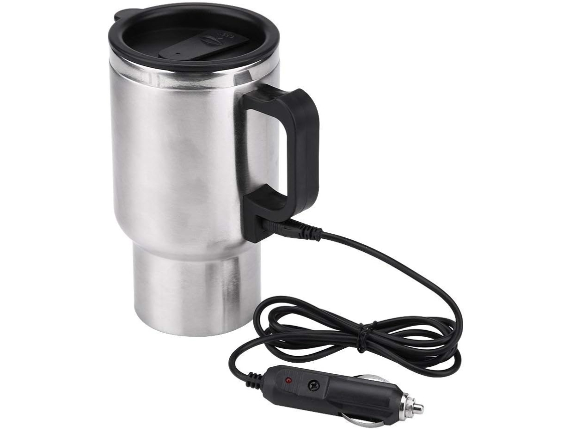 Hervidor eléctrico térmico de 12 V para coche, 65 °C, taza calefactora de acero inoxidable, ideal para café y té, 450 ml