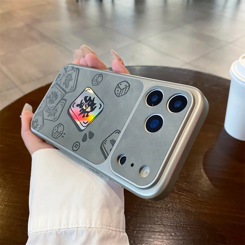 (iphone 16 Pro, Gris) Funda Para Iphone Con Textura De Cuero, Funda Protectora A Prueba De Golpes
