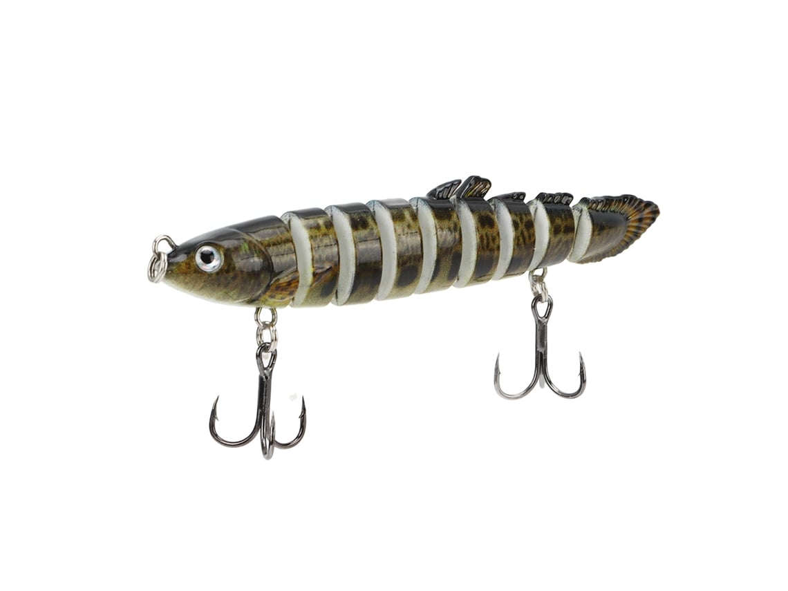 Señuelo De Pesca Artificial 3d 9 Secciones Reutilizable Con Anzuelo Afilado Para Agua Dulce Y Salada Negro Y Verde Con Puntos