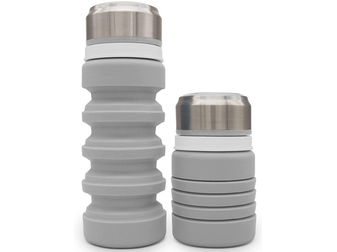 Botella De Agua Plegable Suck Uk De 500 Ml, Gris, Reutilizable, A Prueba De Fugas, Para Gimnasio Y Viajes.