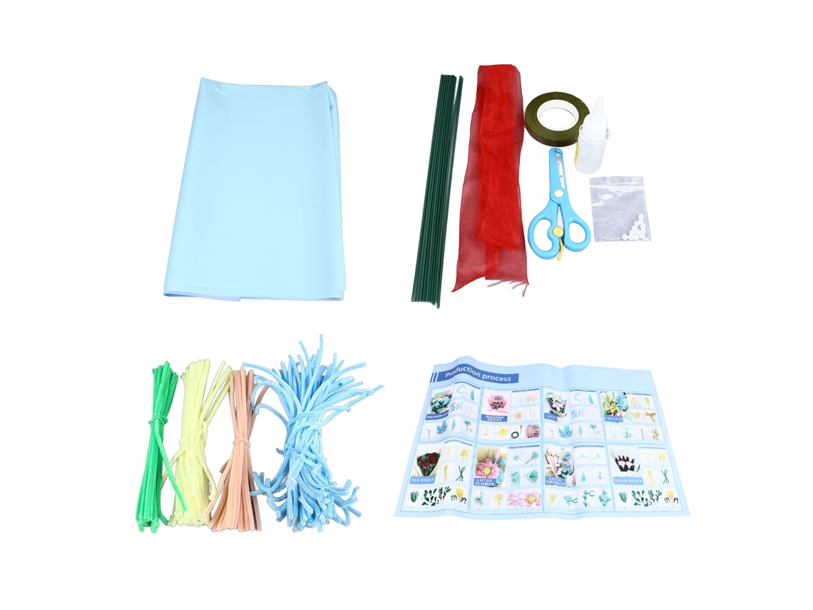 Kit para hacer ramos de flores con palitos de chenilla para decoración.