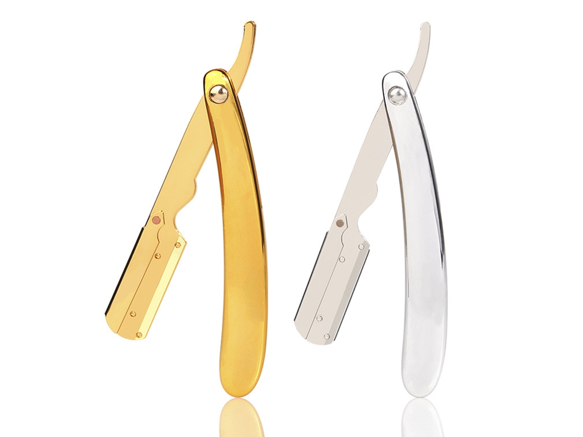 Juego de afeitado tradicional Rockwell de 1 pieza, manual, de acero inoxidable con cuchilla recta, para barberías y uso doméstico (cuchilla no incluida).