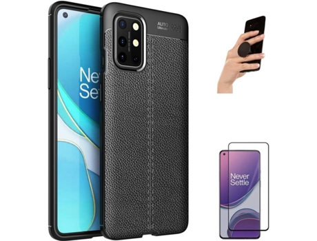 Funda, Protector y Popsocket para OnePlus 8T PHONESHIELD Rugged Leather Negro