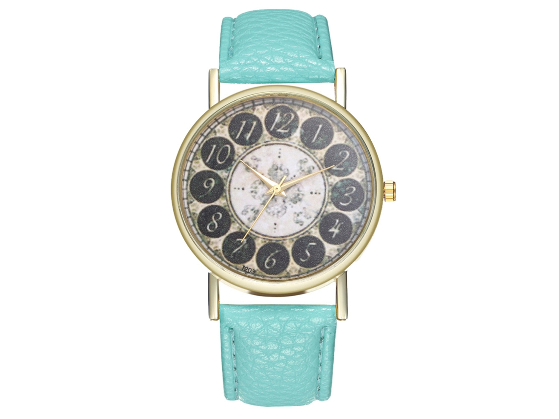 Reloj Analógico De Cuarzo De Mujer/hombre Con Correa De Pu Zhoulianfa (menta)