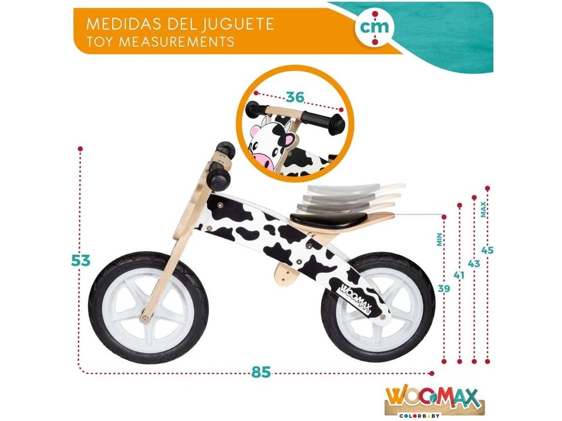 Bicicleta sin Pedales WOOMAX Madera Vaca 12