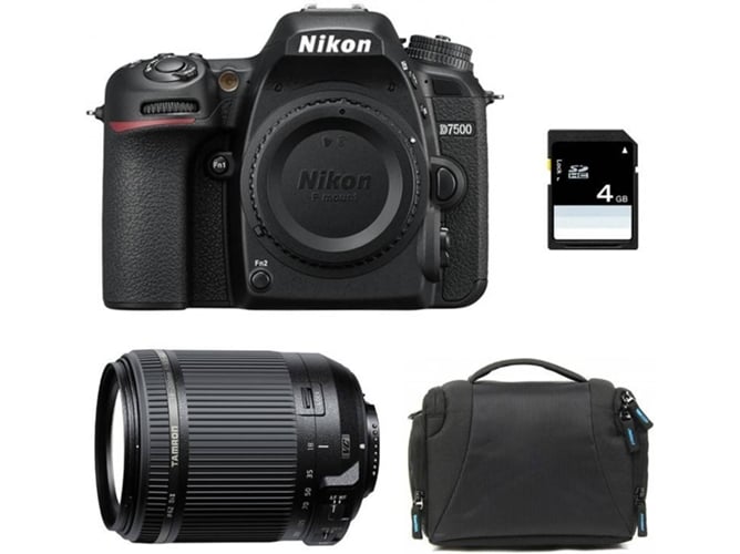 Kit Cámara Réflex NIKON D7500 + Tamron 18-200 VC + Bolsa + SD 4Go