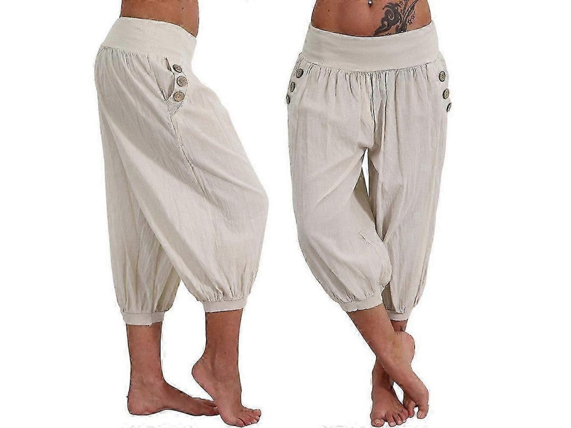 Pantalones De Lino Para Mujer, Estilo Casual De Verano, Pierna Ancha, Tallas Grandes, Estilo Harem, Cómodos, Ideales Para Estar En Casa.