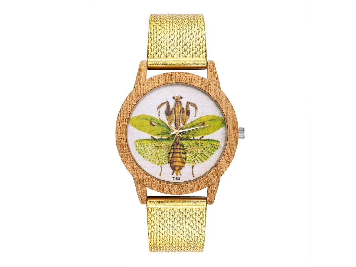 Reloj De Mujer Y Hombre De Moda Con Dial Redondo Display Analógico De Cuarzo (oro)