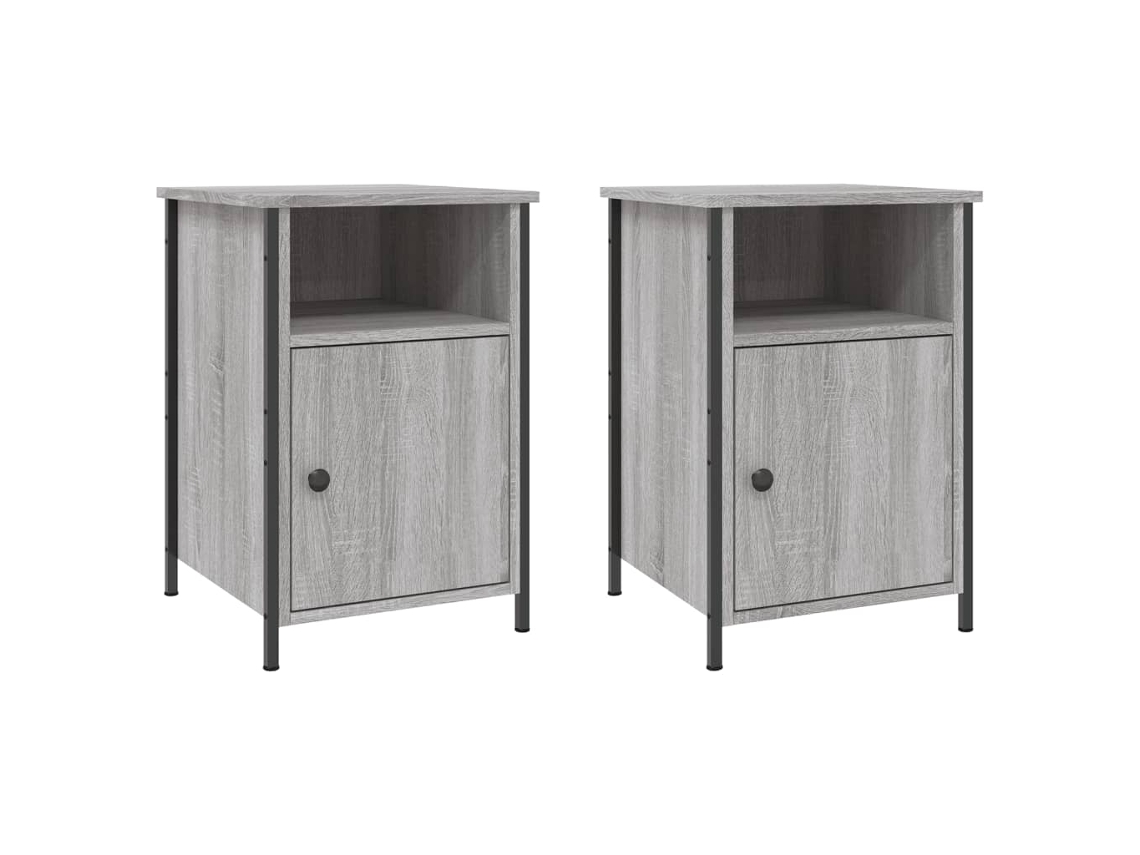 Maison Exclusive - Mesitas De Noche 2 Uds Madera Contrachapada Gris 40x42x60 Cm