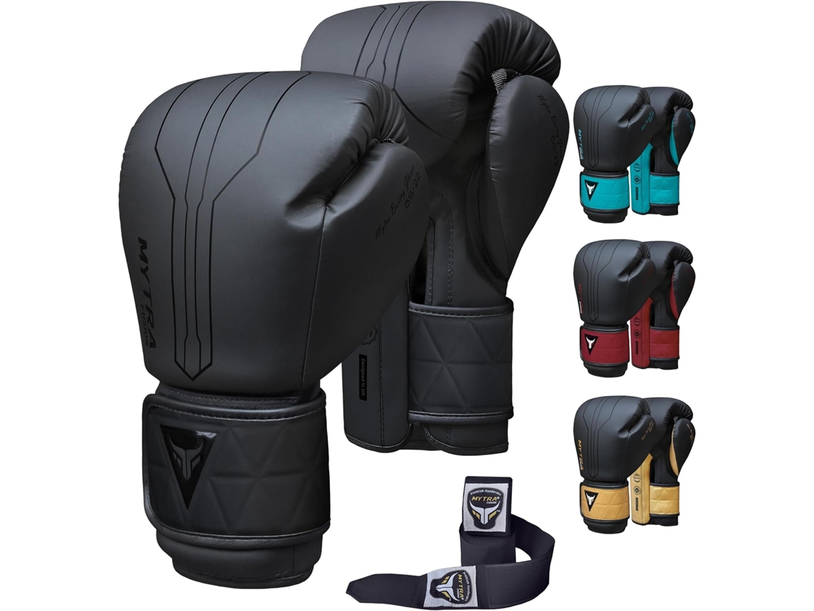 Guantes De Boxeo - Negro - Mytra Fusion Bs-22, Vendas De Boxeo Incluidas, Guantes De Mma, Muay Thai, Kick Boxing Hombres Y Mujeres
