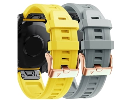 Correa Silicona Cierre Metálico para Garmin Fenix 6S Pro Amarillo y Gris Pack 2X VEANXIN