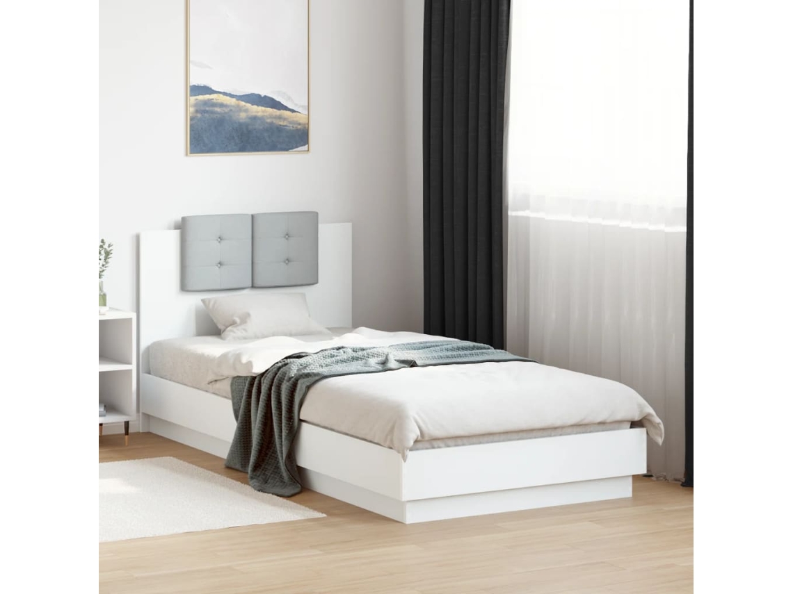 Estructura De Cama Con Cabecero Y Luces Led Blanco 100x200 Cm