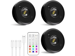 Kit Con 3 Luces Led Circulares Recargables (funcionan Con Usb), Co