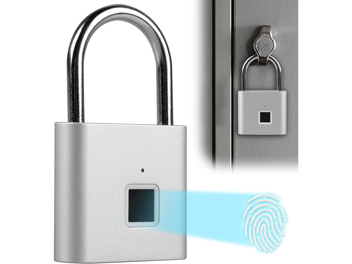 Cerradura Por Huella Dactilar, Resistente A La Intemperie, Carga Usb, Color Plata.