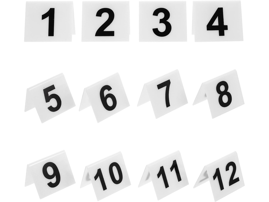 Marcadores Numéricos Acrílicos Reutilizables, Blancos, En Forma De V, De Doble Cara, Para Juegos, Paquete De 12 Unidades