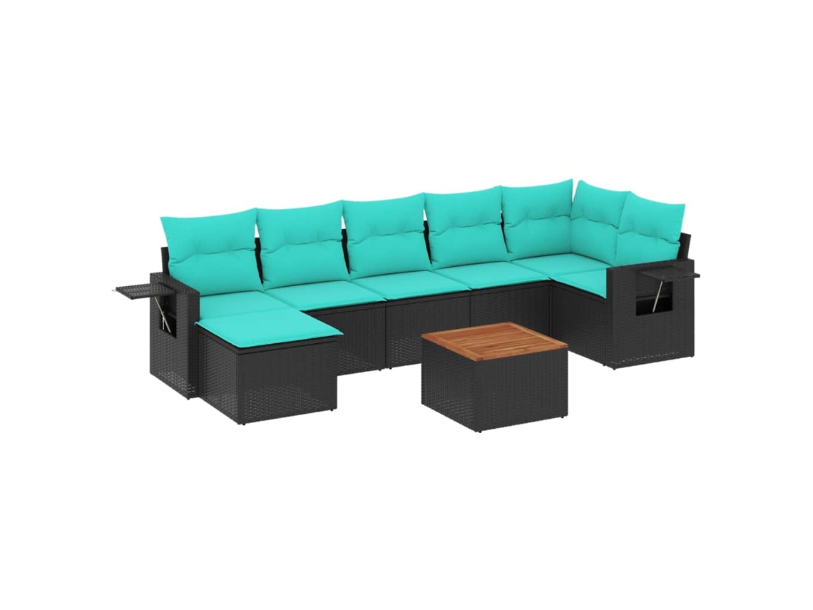 Maison Exclusive - Conjunto De Sofá De Jardín De 8 Piezas Con Cojines, De Poliratán Negro