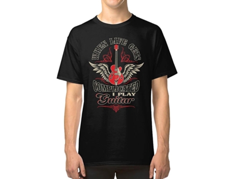 Camiseta ROCKINSTONE When Life Gets Complicatedi Play Guitar Algodón para Hombre (3XL)