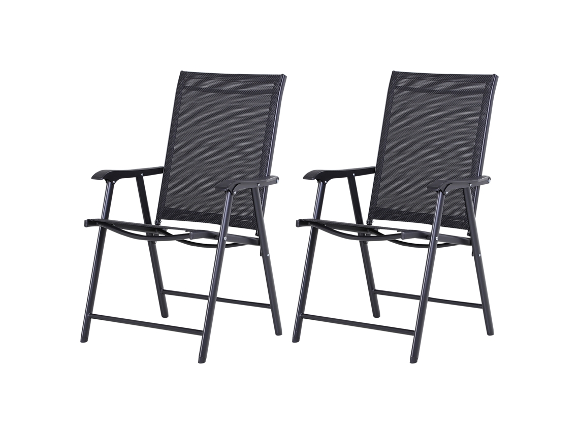 Juego De 2 Sillas De Camping, Metal, Negro.