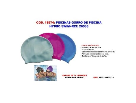 Piscinas gorro de piscina hydro swim 26006