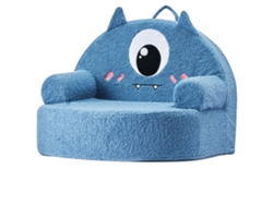 Sofá infantil con brazos Succebuy Monster Style, azul, 57 x 47 x 43 cm