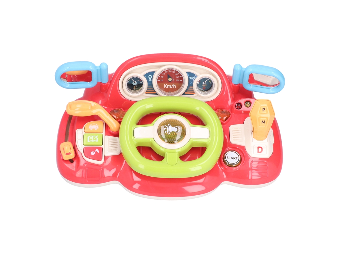 Simulación de conducción con volante y música para bebés y niños, aprendizaje temprano, girar y aprender a conducir (rojo)