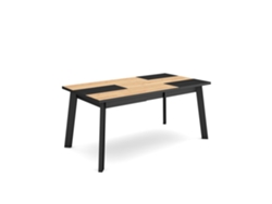 Mesa Comedor, 167xx90x75cm, Para 8 Comensales, Patas De Madera, Roble Y Negro