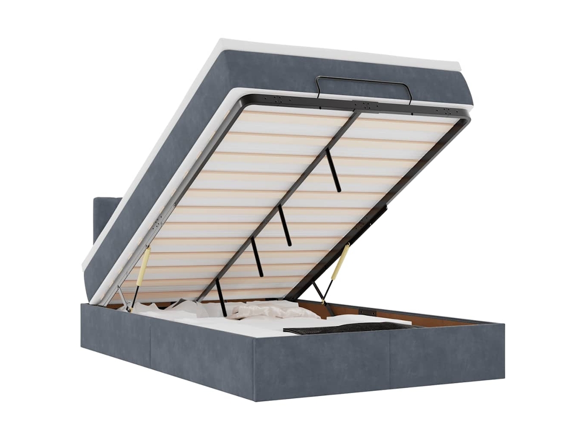 Maison Exclusive - Estructura Cama Otomana Colchón Terciopelo Gris Oscuro