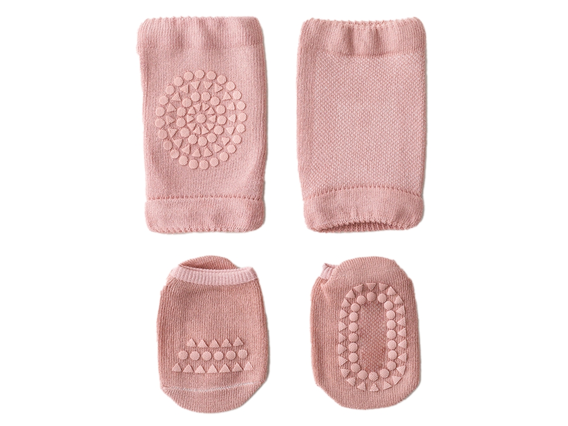 Conjunto De Calcetines Y Rodilleras Para Bebé, Antideslizantes, Para Gatear Y Caminar, De 1 A 3 Años, Rosa, Talla M