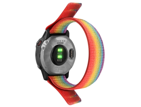 Correa de nailon 26mm ajustable con cinta mágica para Garmin Tactix 7 Pro/Fenix 7X/6X Pro - arcoíris